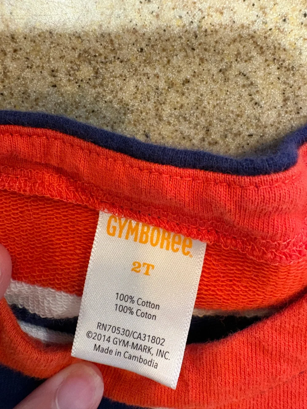 Gymboree Girls Coastal Nautical Cotton Orange and Navy Stripe Knit Dress 2T